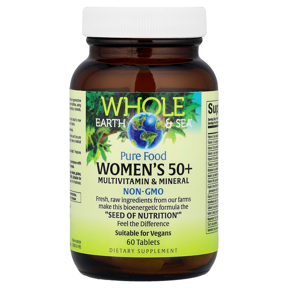 Natural Factors, Whole Earth & Sea®, мультивитамины и минералы для женщин старше 50 лет, 60 таблеток