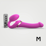 Ярко-розовый безремневой страпон Multi Orgasm Size M с клиторальной стимуляцией (Цвет: ярко-розовый)