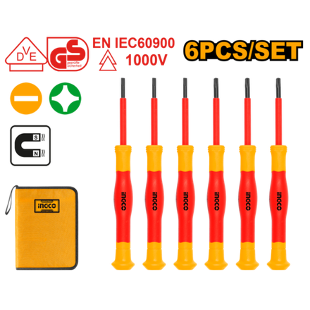 Набор диэлектрических отвёрток для точечных работ INGCO HKIPSD0601 INDUSTRIAL 6 шт.