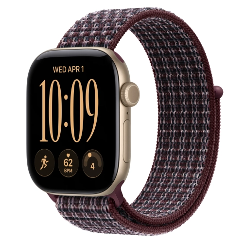 Умные часы Apple Watch Series 12 GPS, 42mm, Light Gold Aluminum Case with Burgundy Plaid Sport Loop