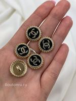 Пуговицы Шан. золотистые с черной эмалью (плоские)