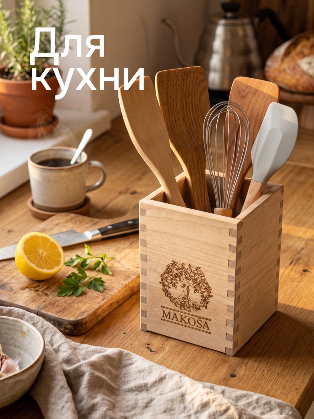 Подставка, Подставка для карандашей, массив березы, MAKOSA