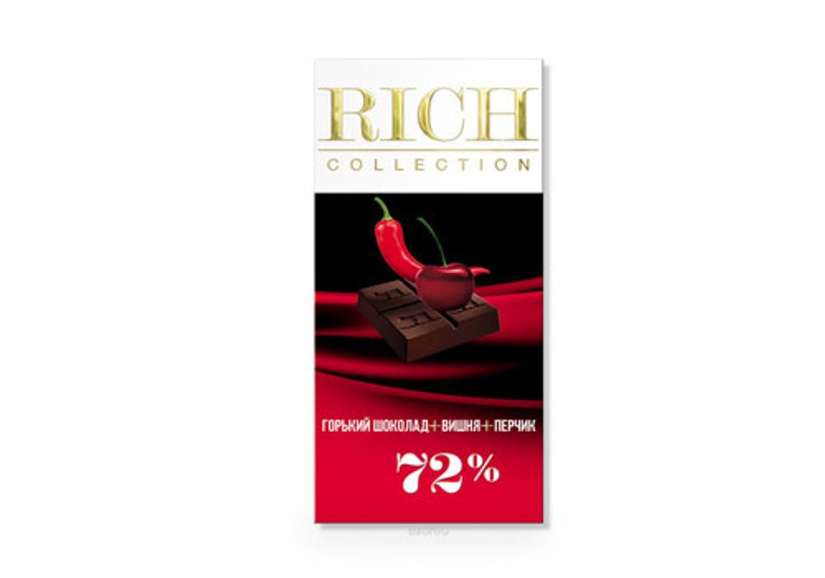 Горький шоколад Rich с вишней и кайенским перцем, 70г