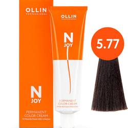 OLLIN PROFESSIONAL N-JOY - перманентная крем-краска для волос 5/77 светлый шатен интенсивно-коричневый, 100 мл