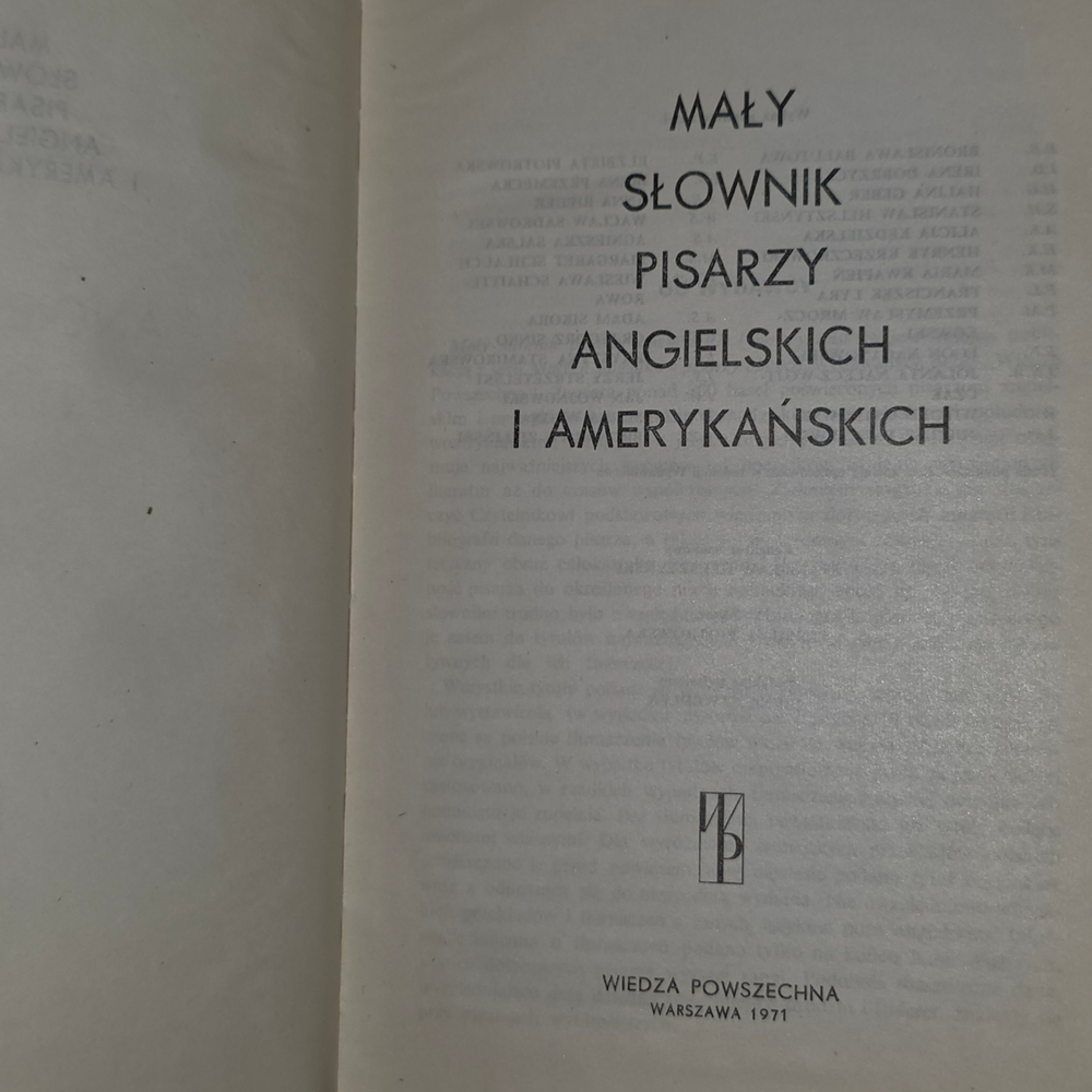 Книга "Maly slownik pisarzy angielskich i amerykanskich" ( "Малый словарь английских и американских писателей")