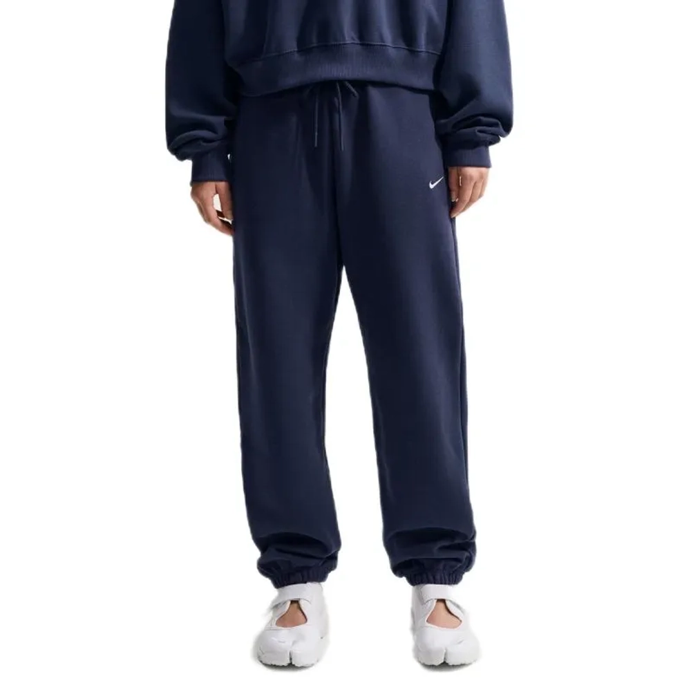 Женские теннисные брюки Nike Studio Fleece Medium Weight - midnight navy/sail
