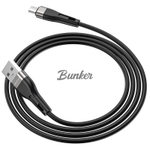 Кабель USB-micro-USB Borofone BX46,черный металл штекер,1м,круглый черный силикон,2.4А