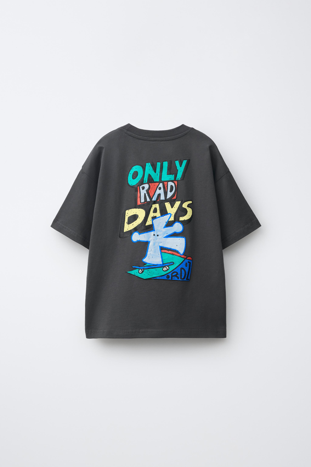 ZARA ФУТБОЛКА С ЛОГОТИПОМ, ТЕМНЫЙ АНТРАЦИТ
