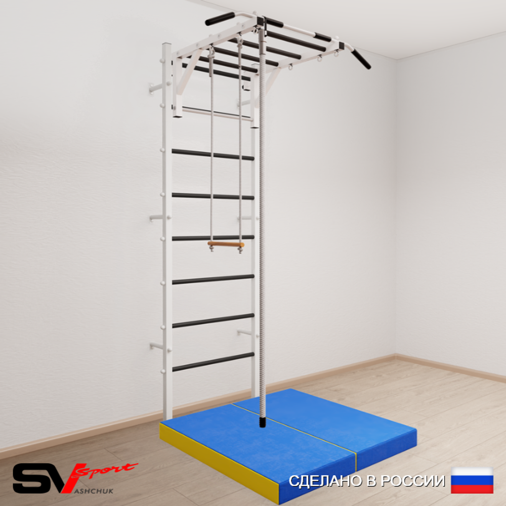 Шведская стенка Sv Sport 5354 (Турник рукоход/Канат/Трапеция/Мат 1м)