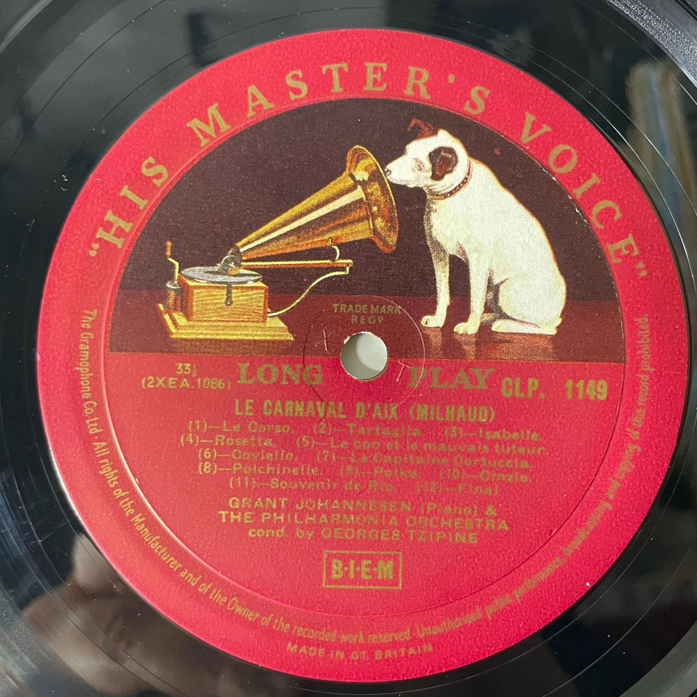 Винтажная виниловая пластинка LP Saint Saens, Milhaud, Grant Johannesen , Piano, With The Philharmonia Orchestra, Georges Tzipine, Concerto No 4 In C Minor (Англия 1958)