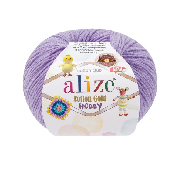 Пряжа Alize (Ализе) Cotton Gold Hobby New / уп.10 мот. по 50 г, 165 м, 43 лиловый
