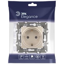 Розетка ЭРА Elegance 14-2102-04 с заземлением 2P+E Schuko со шторками 16A-250В IP20 шампань | Эра Elegance