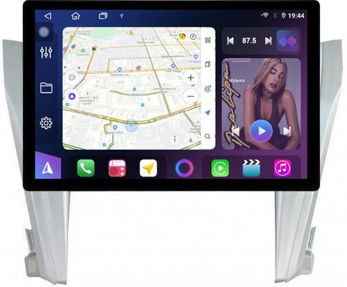 Магнитола для Toyota Camry 55 2014-2018 (рамка серебро 10) - FarCar BX877 монитор 13" 2K QLED на Android 13, TS10, 6+128, CarPlay, 4G SIM-слот