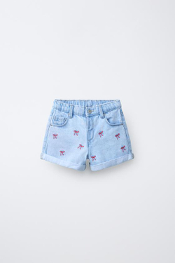 ZARA ДЖИНСОВЫЕ MOM FIT С ВЫШИВКОЙ, ГОЛУБОЙ