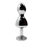 Металлическая анальная втулка 10,5см с синим кристаллом Cnex Wooomy Lollypop Double Ball Metal Plug Blue L