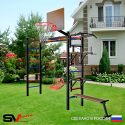 Уличная шведская стенка Sv Sport рукоход У543К (Турник/Брусья/Стойка/Скамья/Со спинкой/Щит баскет)