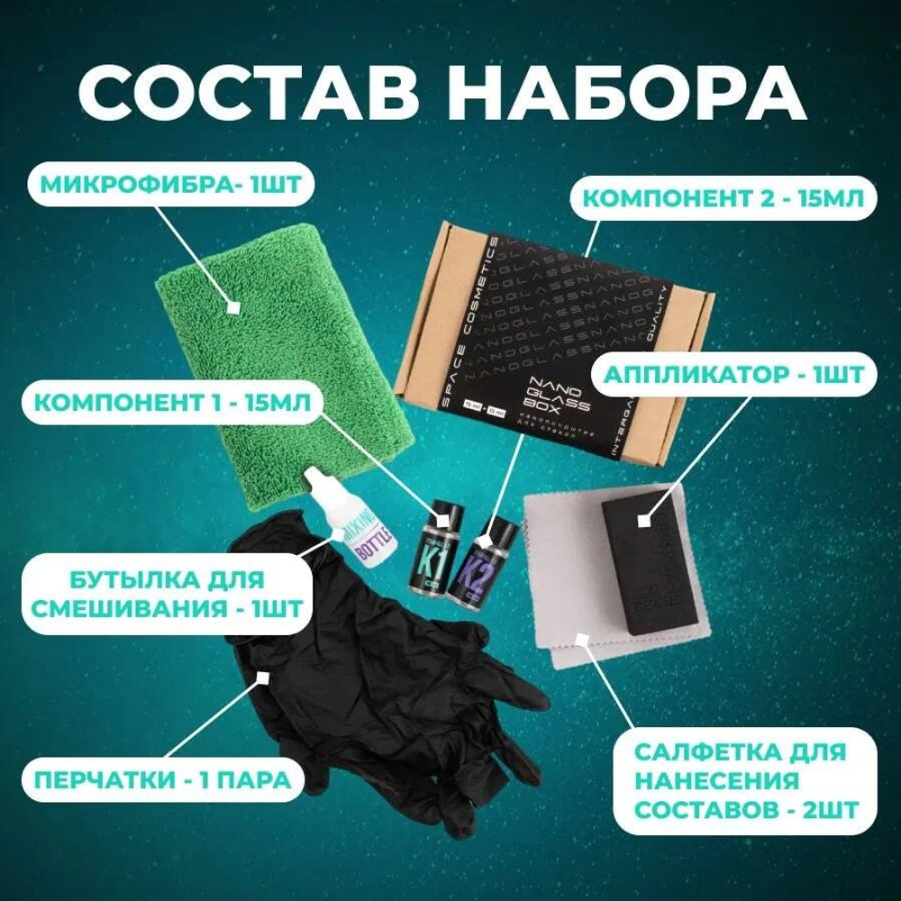 Space Cosmetics Nano glass box - двухкомпонентное нанопокрытие для стекол 15+15 мл (набор)