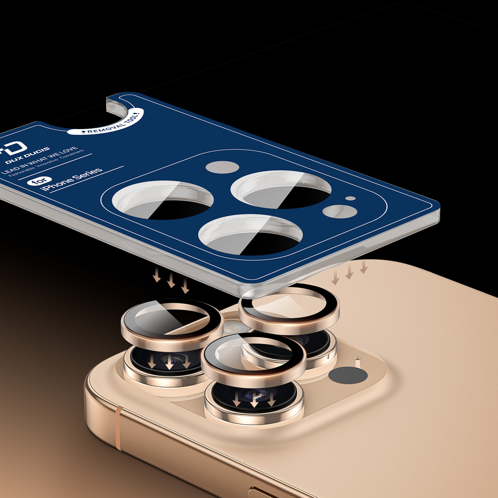 Защитное стекло на камеры с серыми (Natural Titanium) рамками из алюминия для iPhone 16 Pro и 16 Pro Max, серия HAWK Series Camera Lens Protector