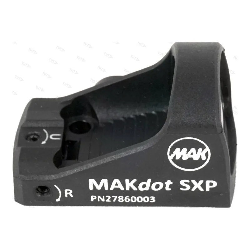 Коллиматорный прицел MAKdot SXP (без кронштейна) - вид сбоку, регулировочные винты и маркировка