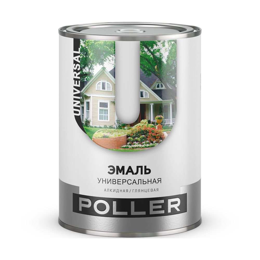Эмаль универсальная Poller алкидная, глянцевая 2л, махагон коричневый RAL 8016