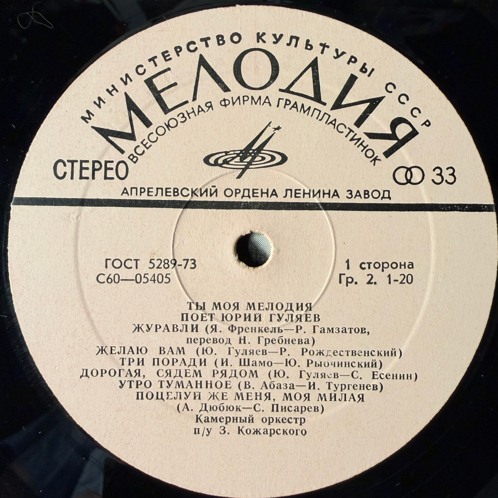 Юрий Гуляев – Ты, Моя Мелодия (Мелодия) LP