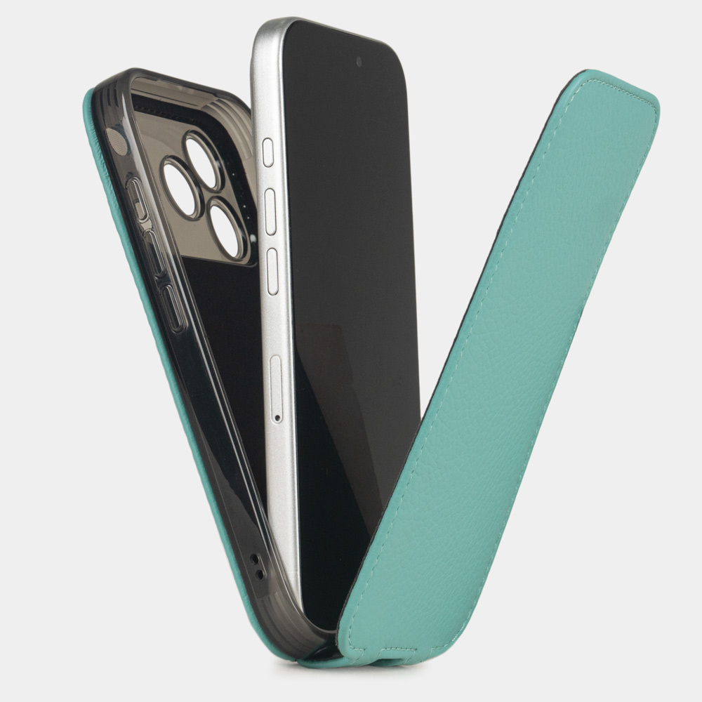 Чехол для iPhone 17 Pro - кожа теленка, тиффани