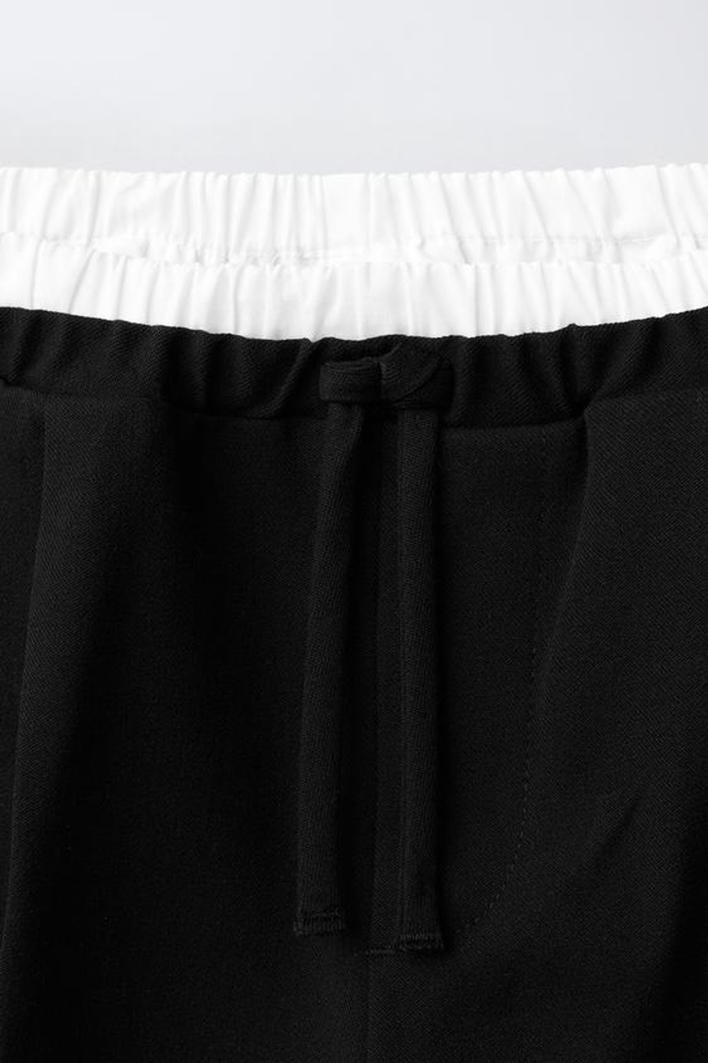 ZARA БРЮКИ WIDE LEG С ДВОЙНЫМ ПОЯСОМ, ЧЕРНЫЙ