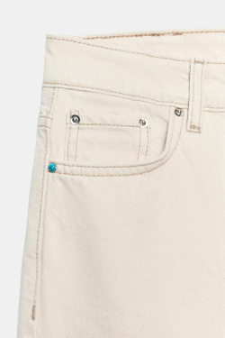 ZARA ДЖИНСЫ Z1975 REGULAR С ВЫСОКОЙ ПОСАДКОЙ, ЭКРЮ