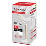 Настольная лампа-светильник SONNEN PH-3607, на подставке, LED, 9 Вт, металлический корпус, золотистый, 236685