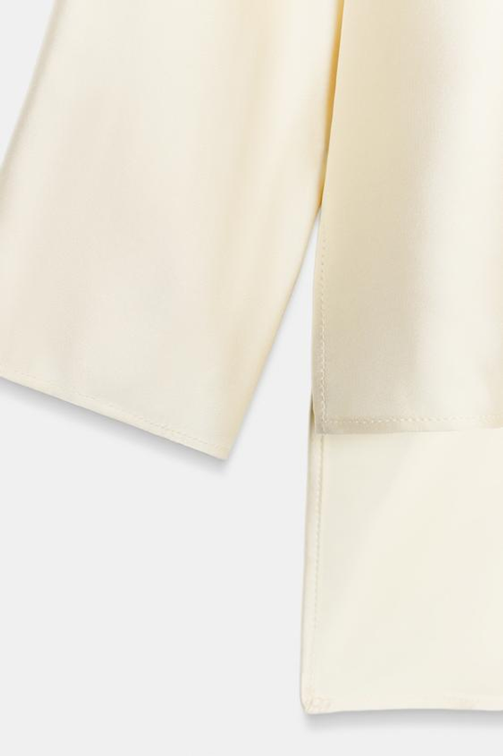 ZARA АТЛАСНАЯ РУБАШКА С ЗАВЯЗКАМИ — ZW COLLECTION, ЦВЕТ СЛОНОВОЙ КОСТИ