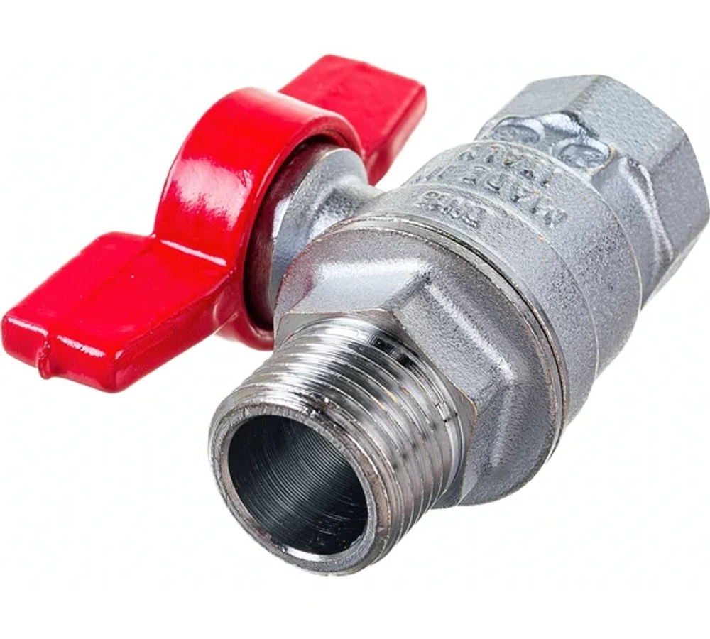 Шаровой кран Giacomini, R854, 1/2, ВН, ручка-бабочка красная, хромированный