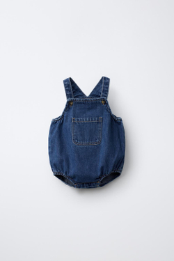 ZARA ДЖИНСОВЫЙ КОМБИНЕЗОН, ВЫЦВЕТШИЙ СИНИЙ