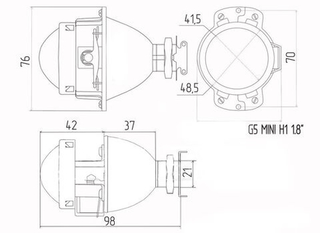 Биксеноновая линза Mini H1 G5 (46mm), 1.8 дюйма, 1шт
