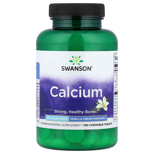 Swanson Vitamins, Кальций, ванильный крем, 100 жевательных таблеток