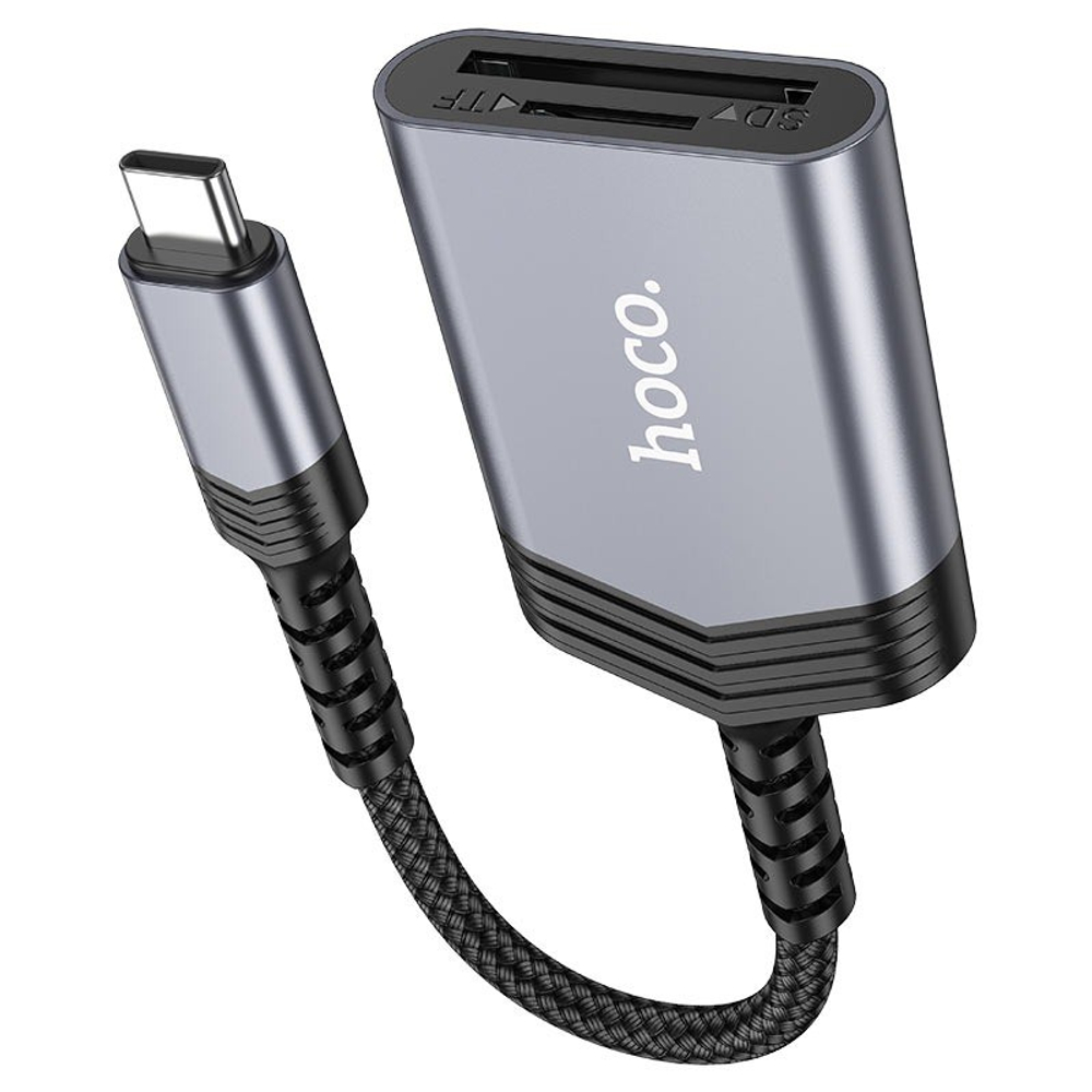 Картридер Hoco HOCO UA25 Type-C - SD/TF 480 Мбит/с 2TB серый