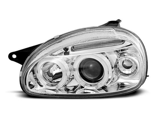 Передние фары Opel Corsa B angel eyes chrome
