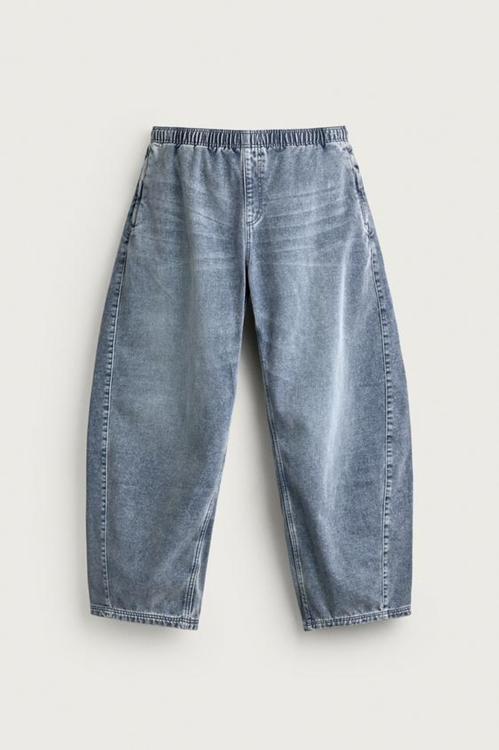 ZARA ДЖИНСЫ BALLOON FIT С НАЧЕСОМ, ГОЛУБОЙ