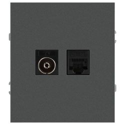 Розетка ЭРА Arktik 16-3110-06 комбинированная RJ45+TV графит | Эра Arktik