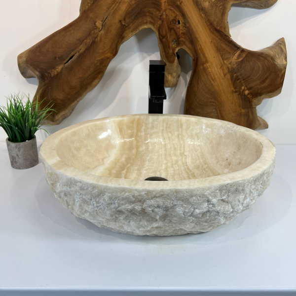 Раковина из оникса Erozy White EO-66834 51x41x15 из натурального камня
