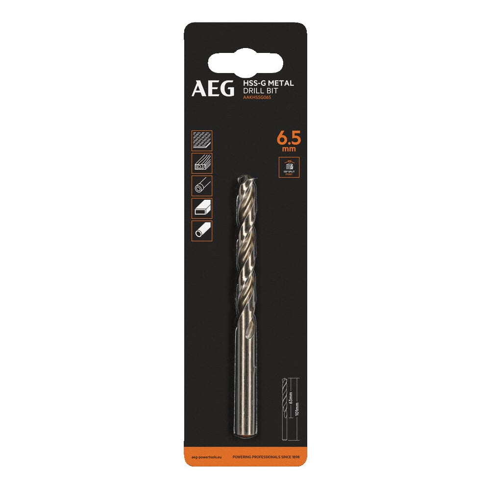 Сверло по металлу HSS-G (6.5х63х101 мм) AEG AAKHSSG065 4932479313