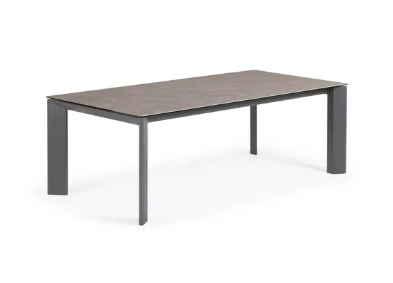 Стол раздвижной Atta 160-220x90 см, антрацит, серая керамика