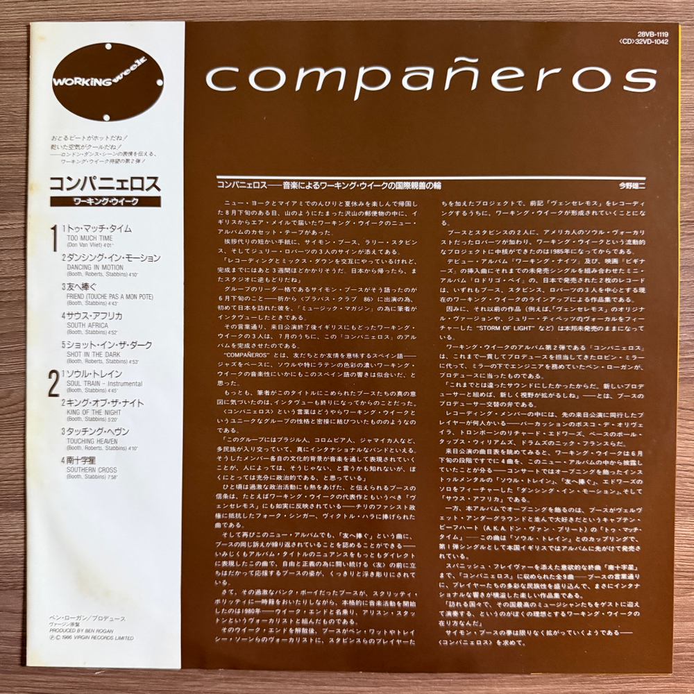 Виниловая пластинка Working Week ‎– Compañeros LP