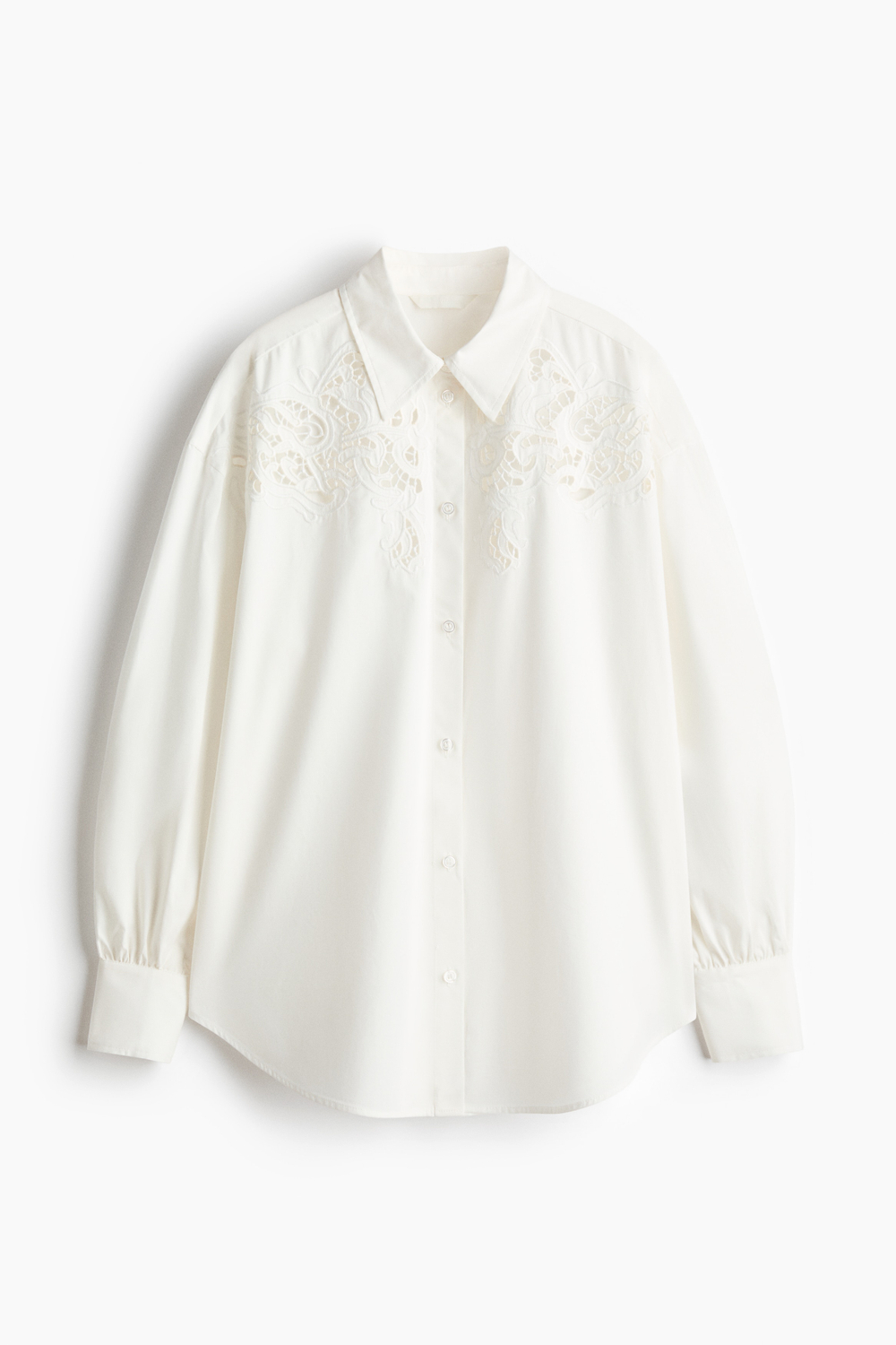 Рубашка оверсайз с вышивкой — длинные рукава - H&M