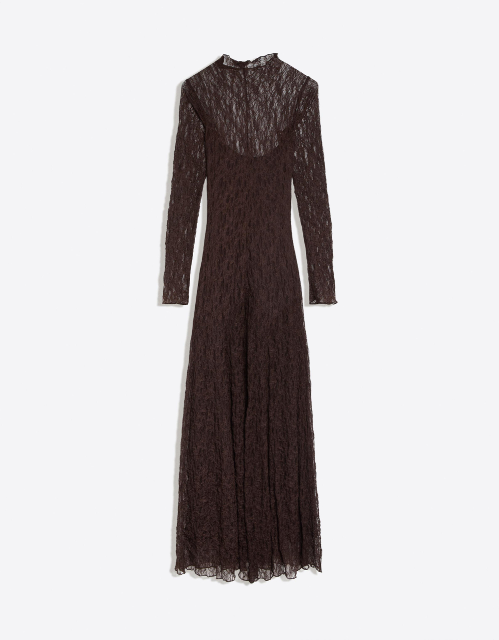 Женское длинное кружевное платье с длинными рукавами - BERSHKA
