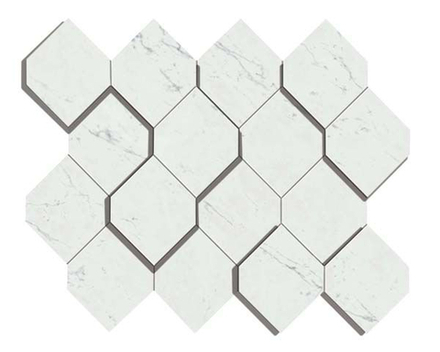 Мозаика Керамогранит Marvel Stone Carrara Pure Mosaico Esagono 3D