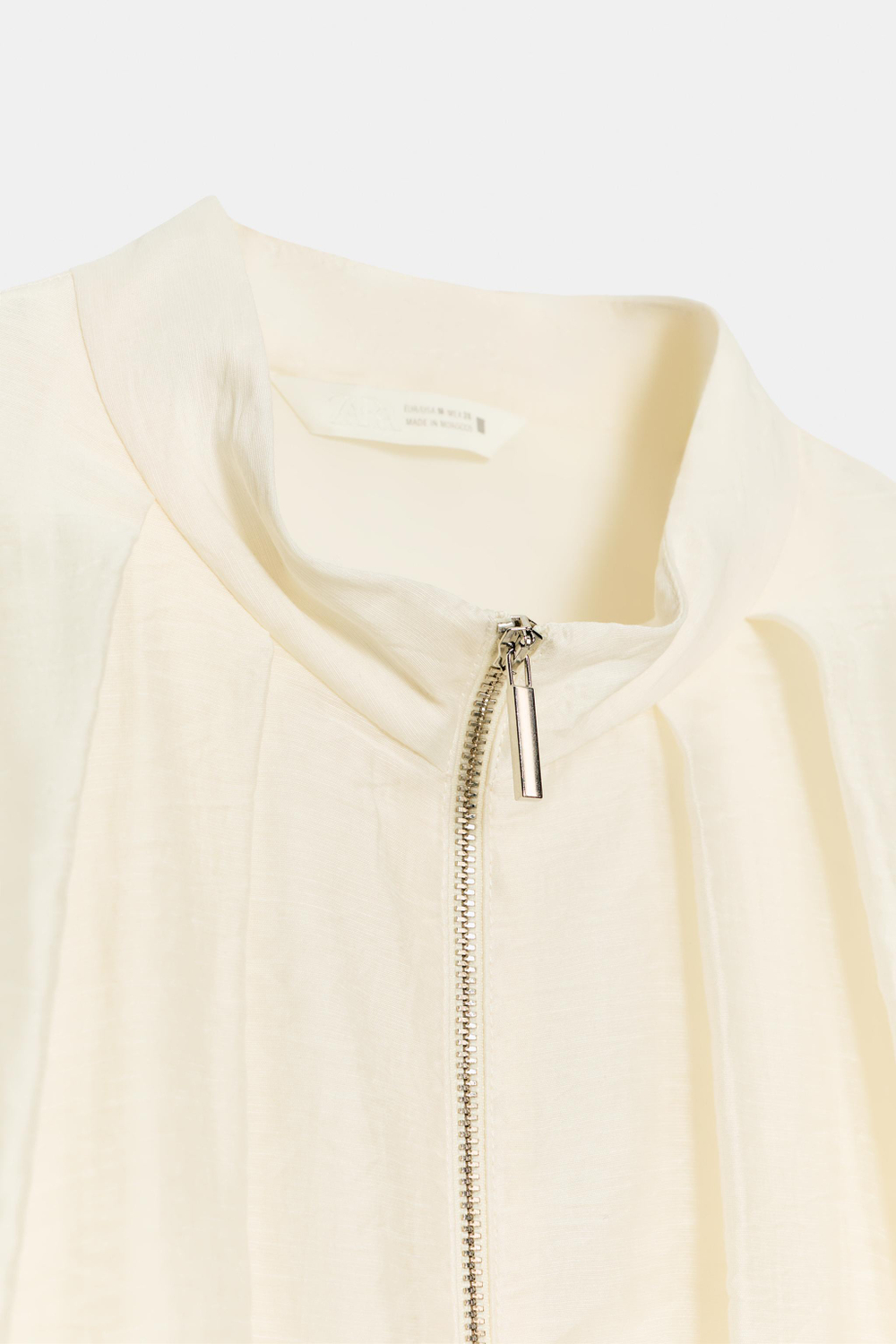 ZARA БОМБЕР СО СКЛАДКАМИ, ЭКРЮ