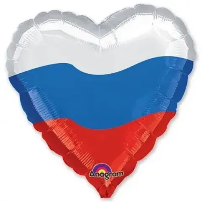 Сердце Триколор 18"/45см шар фольга