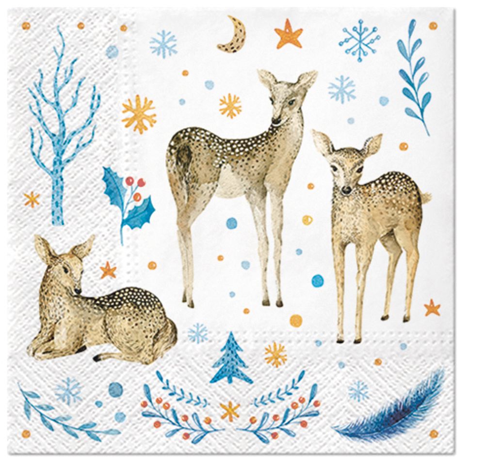 Салфетки для декупажа 3-слойные PAW Decor Collection, коллекция Lunch Семья оленей, 18.5 г/м², 33х33 см, 20 шт Салфетки для декупажа 3-слойные PAW Decor Collection, коллекция Lunch Семья оленей, 18.5 г/м², 33х33 см, 20 шт