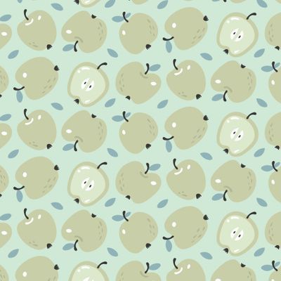 Buy dacha fabric with green apple print