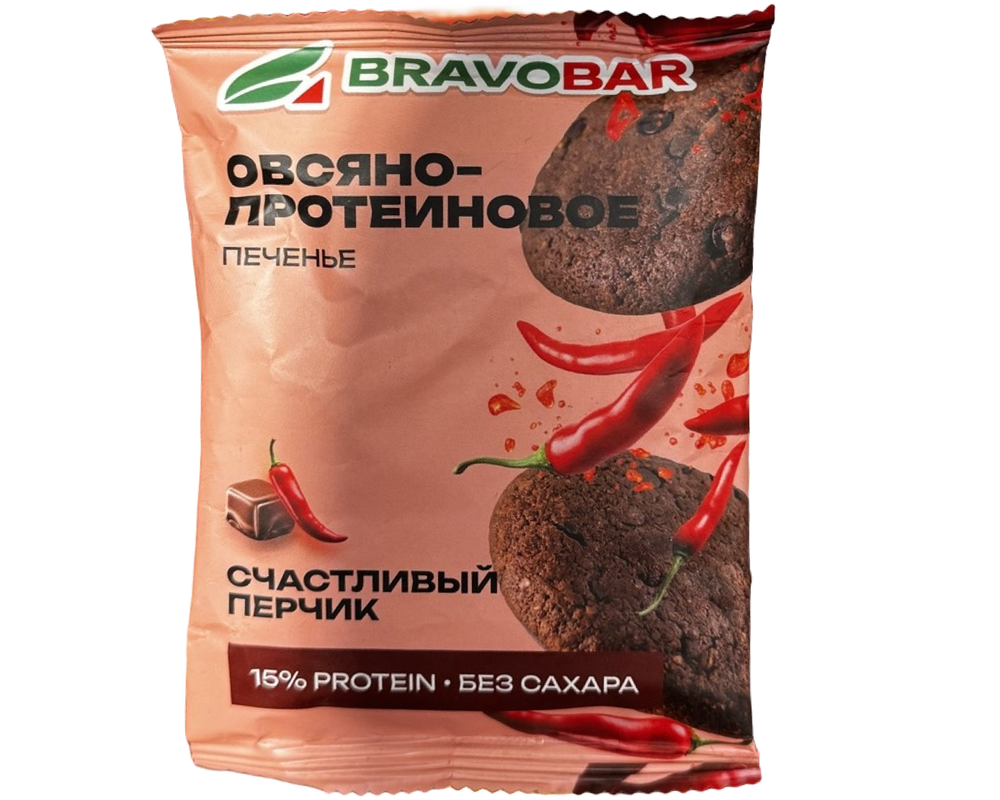 Печенье протеиновое-овсяное BravoBar Счастливый перчик 40гр